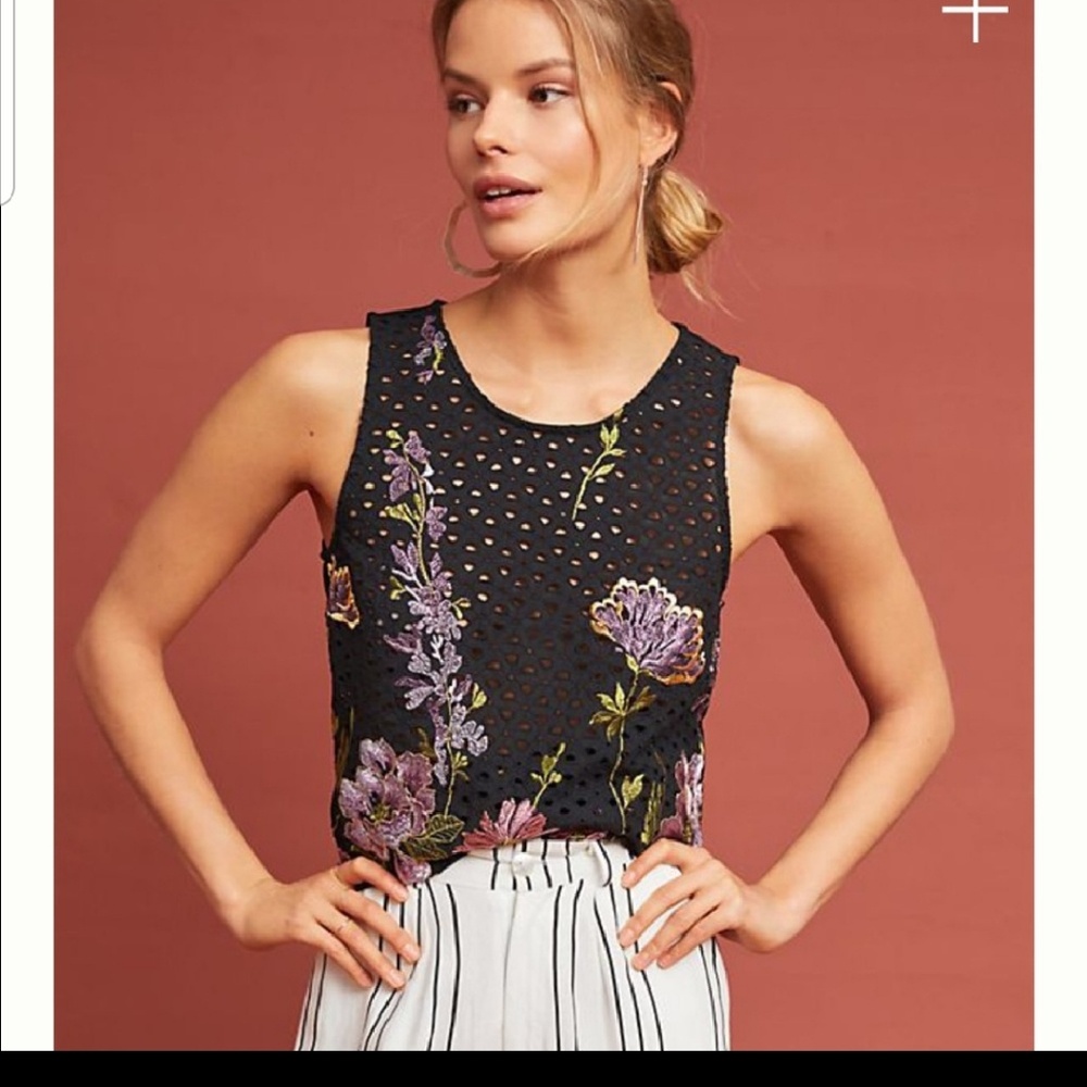 Anthropologie Harriet Embroidered tank